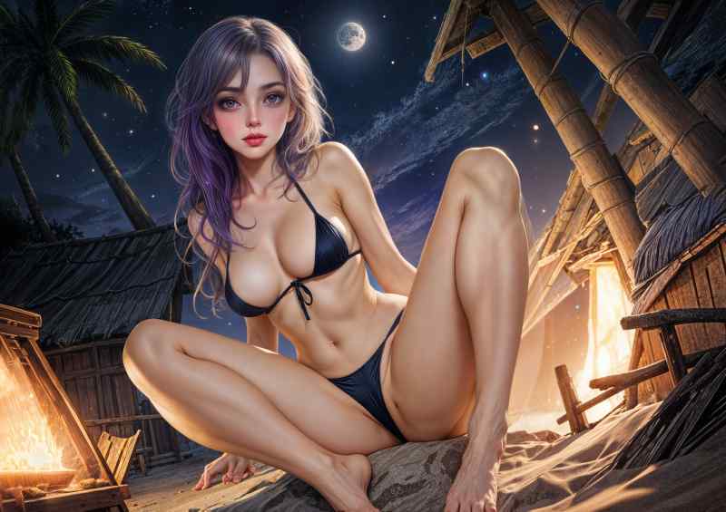Animae girl at the beach | Di-Bond