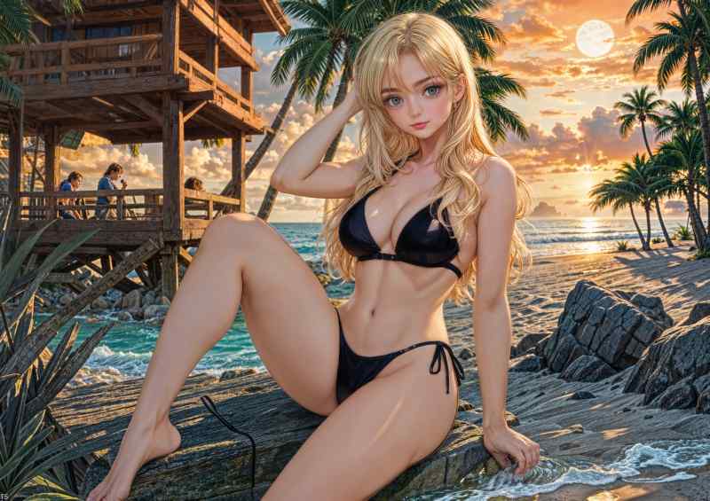 Animae girl on the beach | Poster