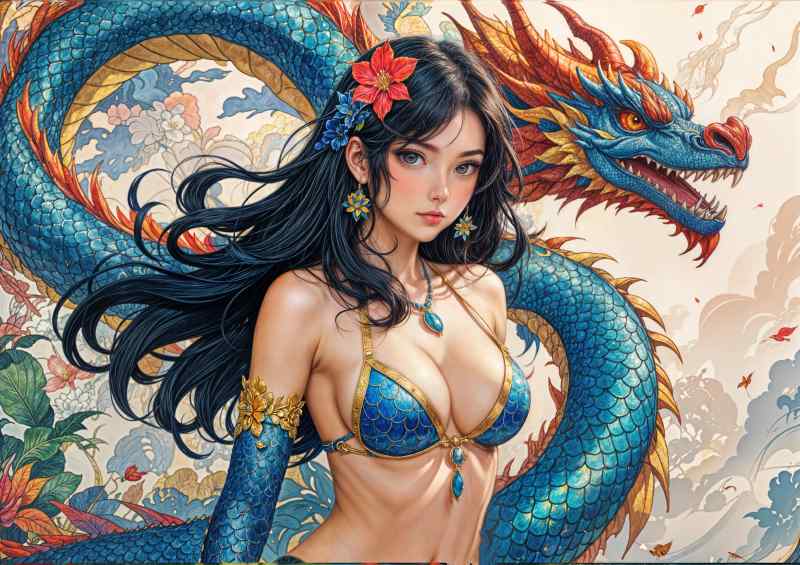 Dragon girl animae | Metal Poster