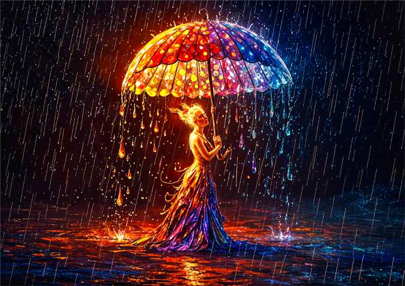 coloured rainbow umberella | Poster