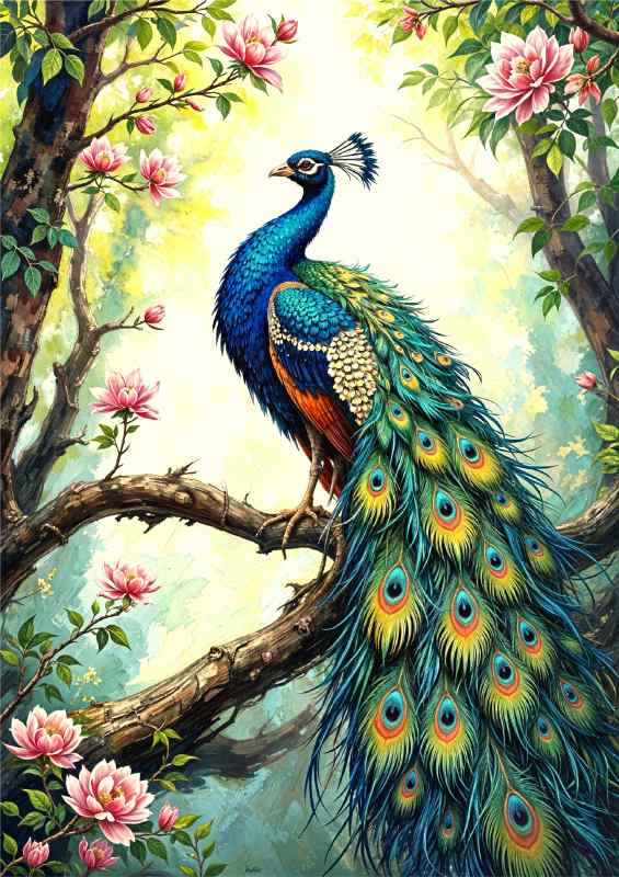 Peacock on the branch | Poster