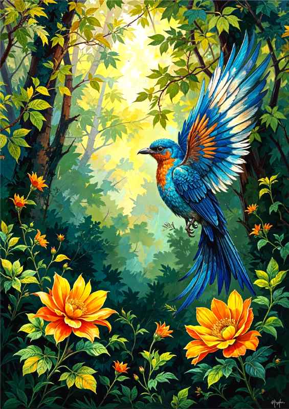 The love bird in flight | Canvas