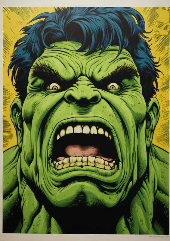 Hulk Angry face cartoon style art | Poster
