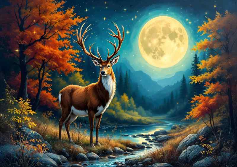 Stag in the mountan forest | Canvas