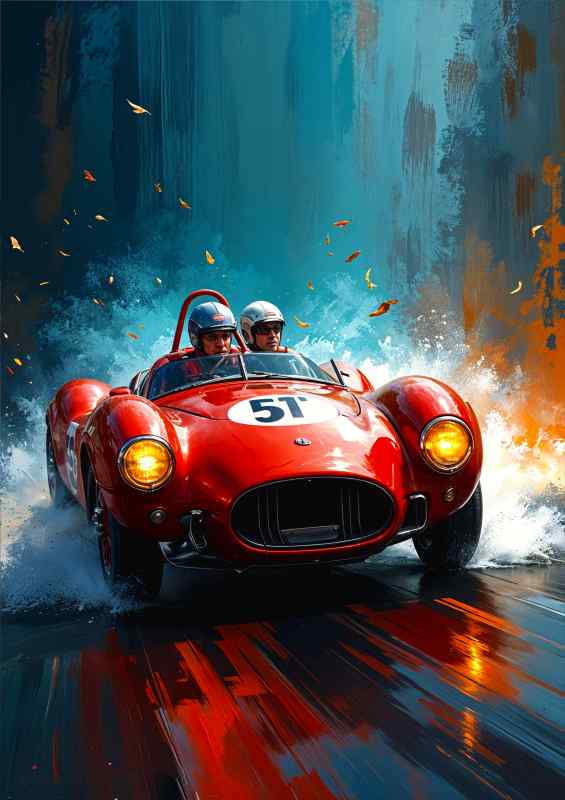 Manuel fangio racing in the rain ferrari style car | Di-Bond