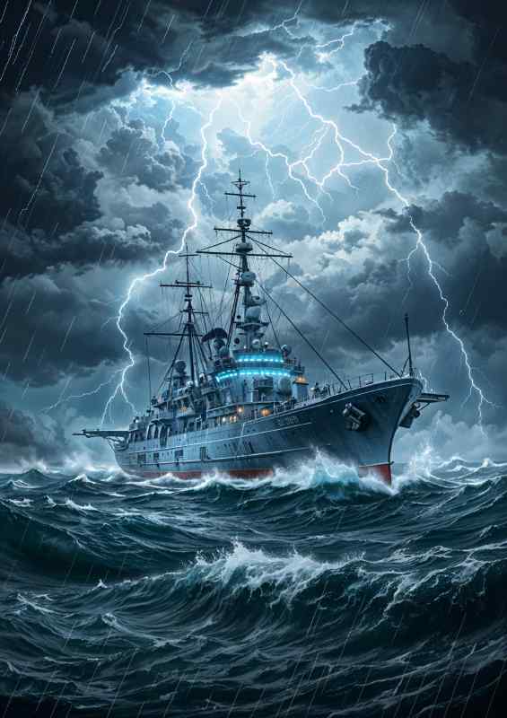 Aircraft carrier at sea | Metal Poster