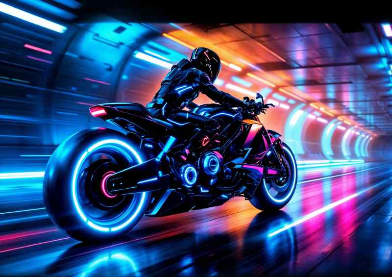 Tron style bike in the future neon | Canvas