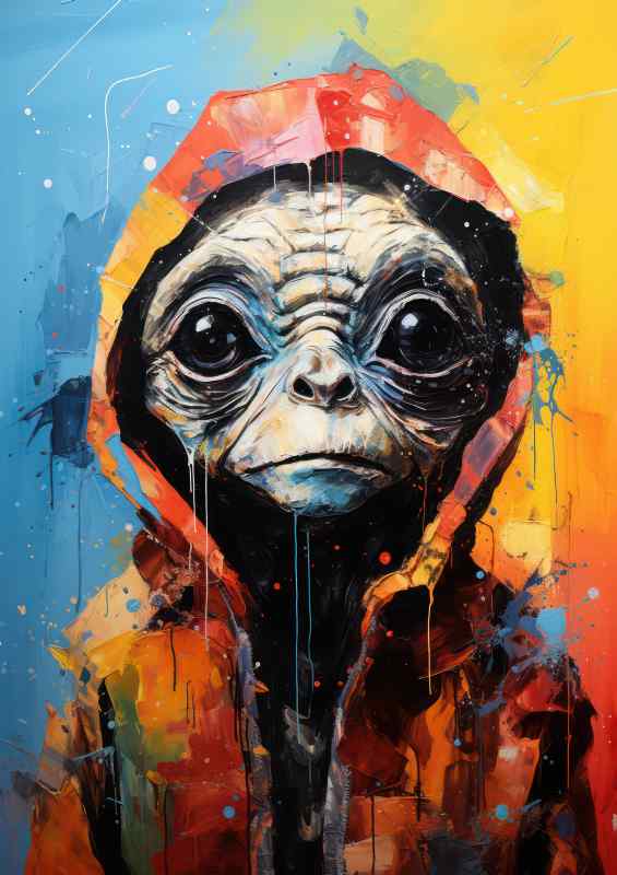 Pallet knife painting of E.T Very colourful | Di-Bond