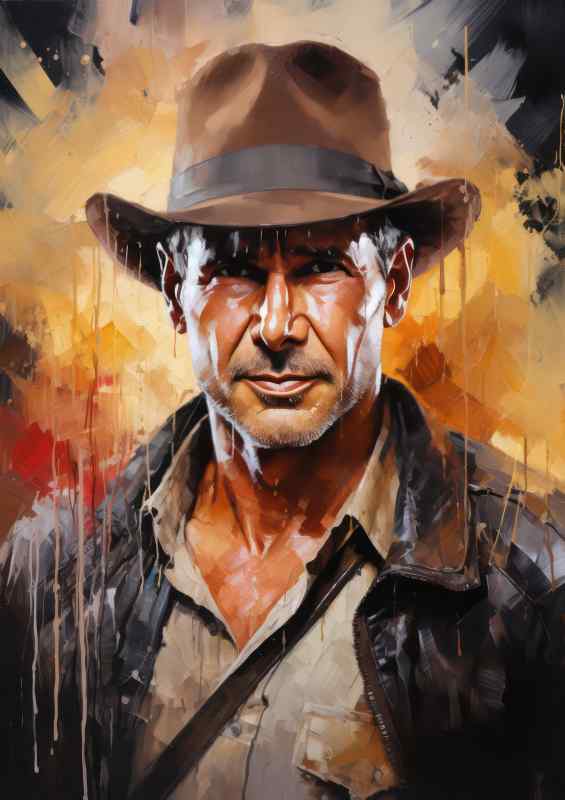 Pallet knife painting of Indiana Jones colourful style | Poster