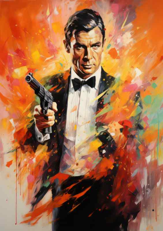 Pallet knife painting of James bond Very colourful | Metal Poster