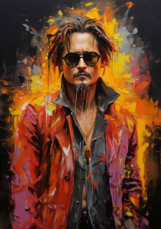 Pallet knife painting of Johnny Depp very colourful | Di-Bond