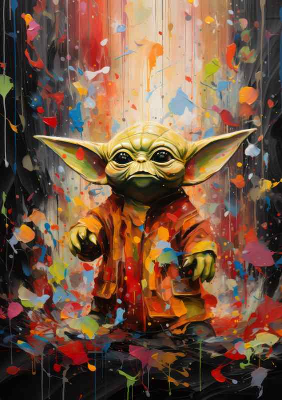Pallet knife painting of Yoda Very colourful | Di-Bond