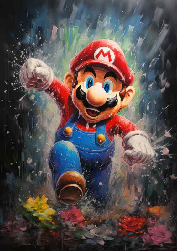 Pallet knife painting of mario | Metal Poster
