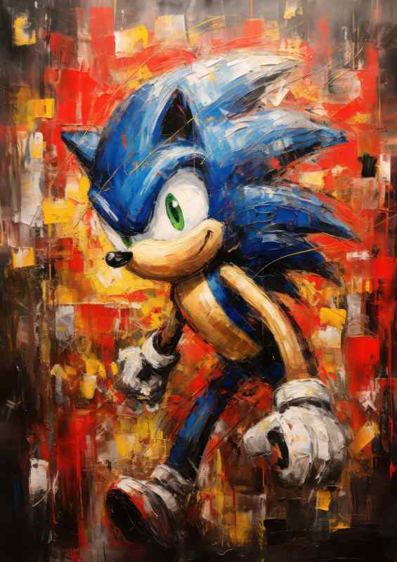 Pallet knife painting of sonic the hedgehog | Poster
