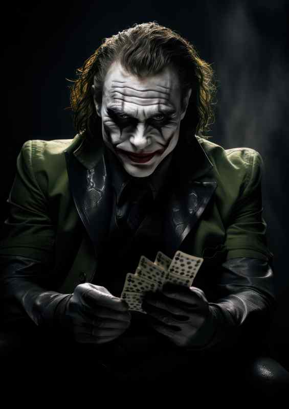 The joker holding a card heath ledger style | Poster