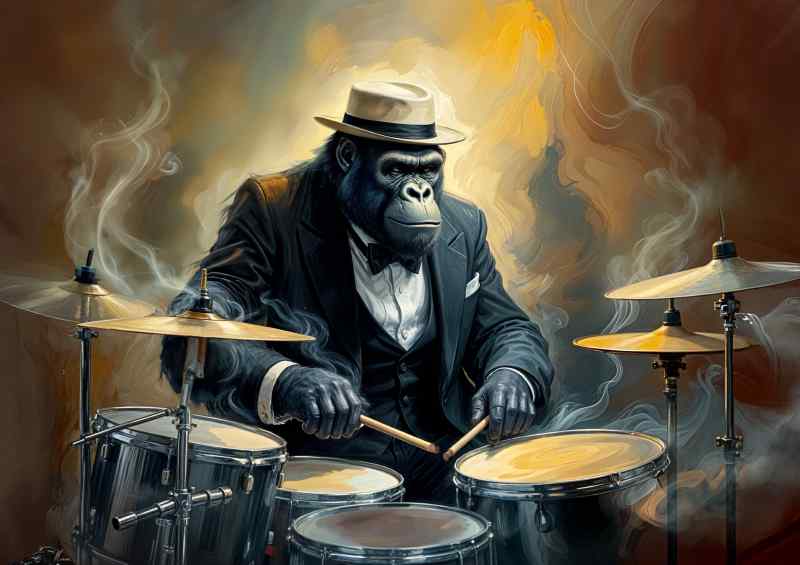 Gorilla playing the drums | Poster