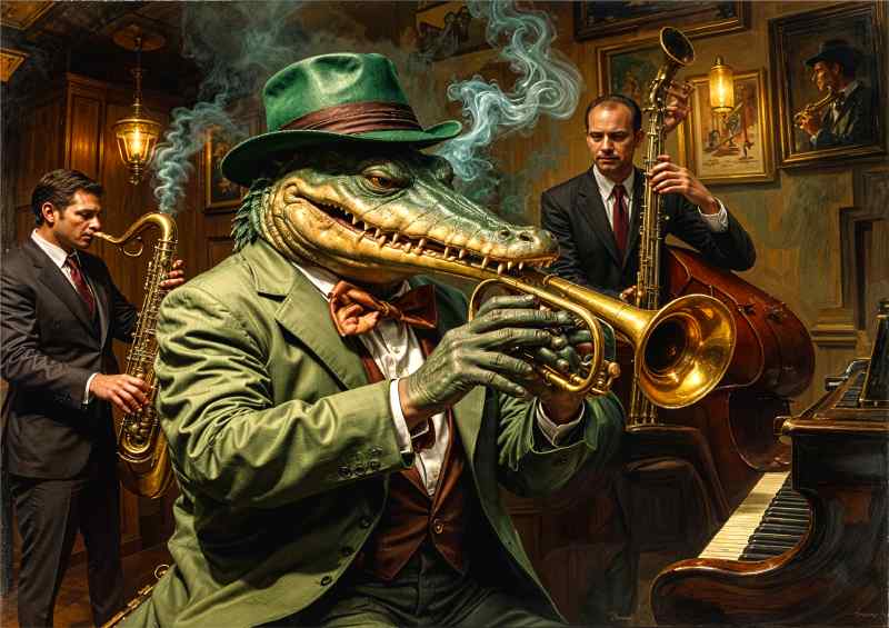 Mr crocodile playing the trumpet | Canvas