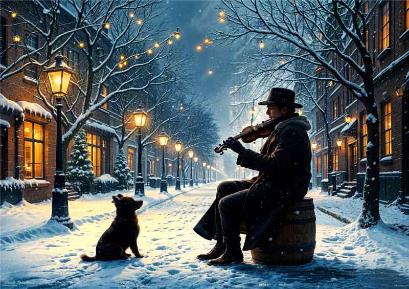 Playing the fiddle in winter | Poster