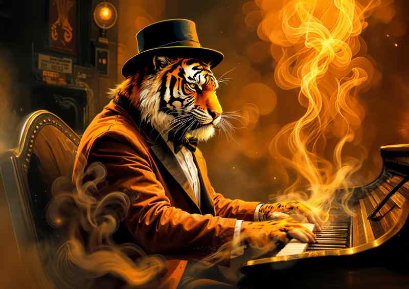 The lion king playing the piano | Metal Poster
