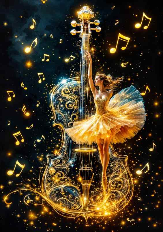 Ballet dancer and musical notes | Metal Poster