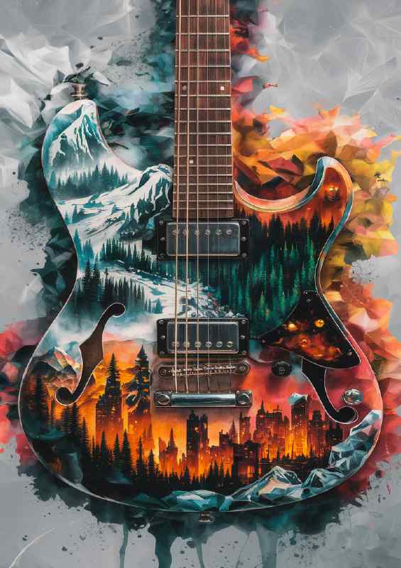Guitar and the nature seasons | Metal Poster