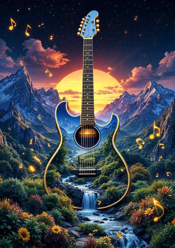 Guitar on the water | Canvas