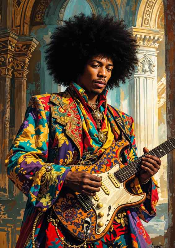 Jimmy hendrix on the guitar | Poster