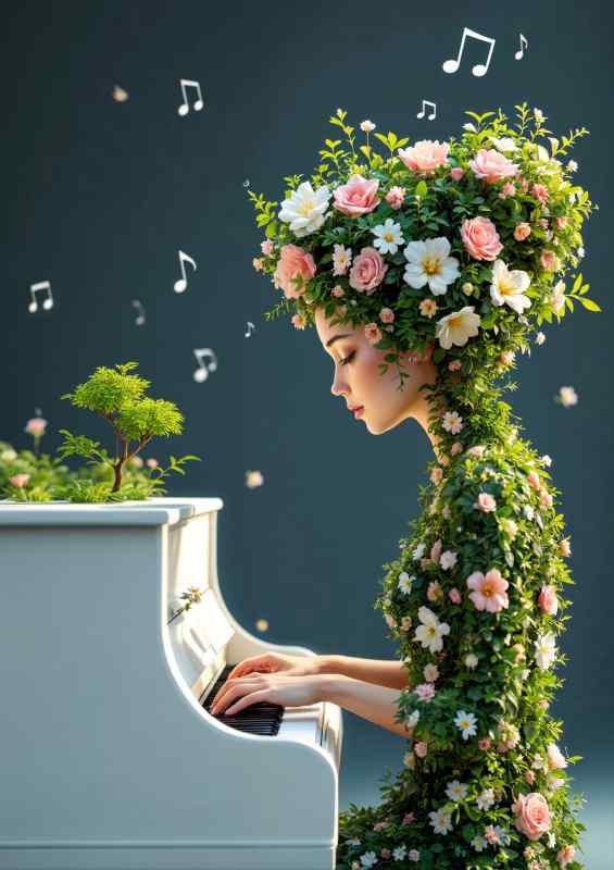 Piano and the flower girl | Canvas