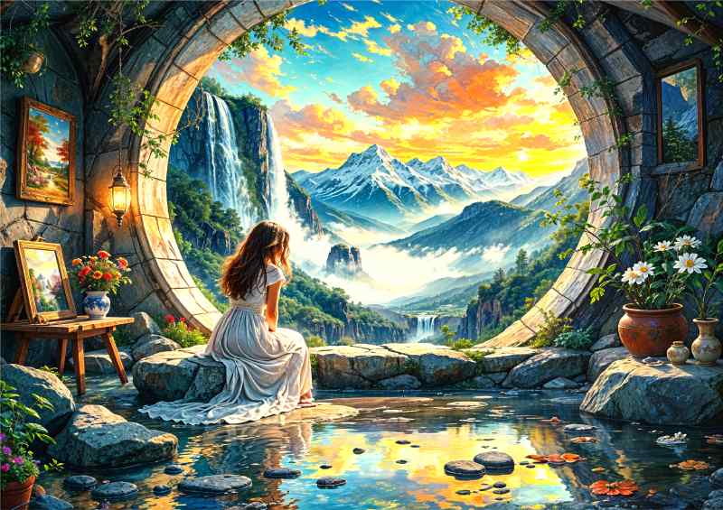 Girl looking through the window of life | Metal Poster