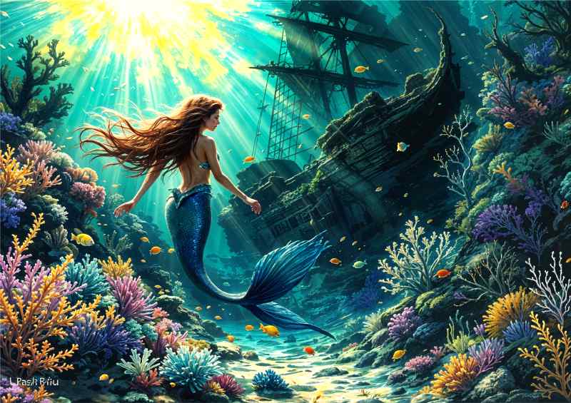Mairmaid in the aquatic blue sea | Di-Bond