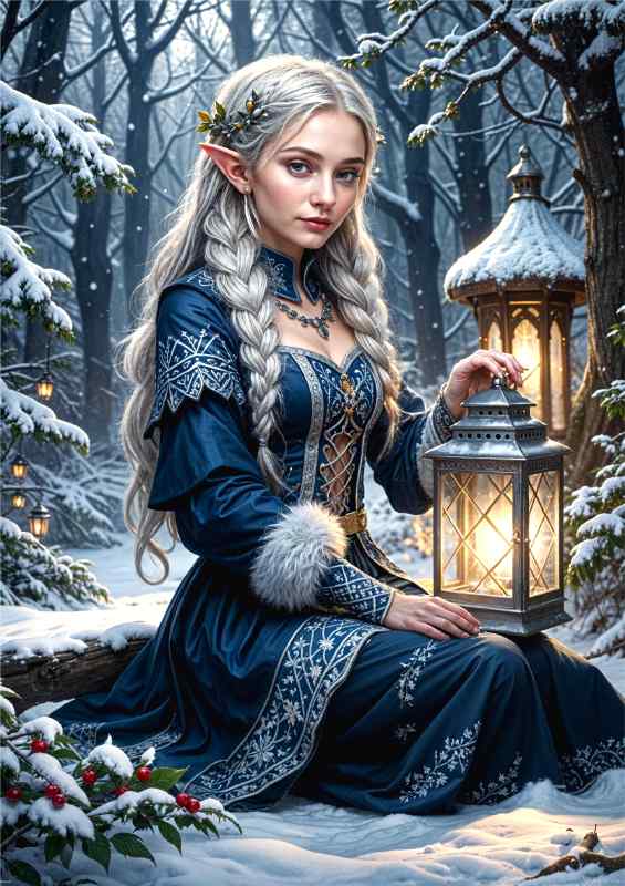 Princess elf in the snowy woodlands | Di-Bond