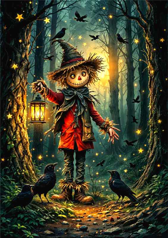 Scarecrow in the woods | Metal Poster