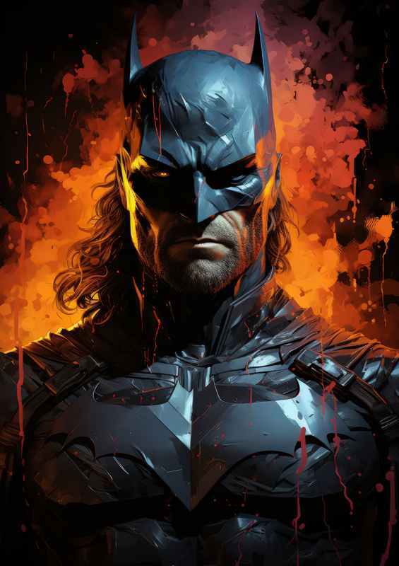 Intergalactic War batman painted style | Metal Poster