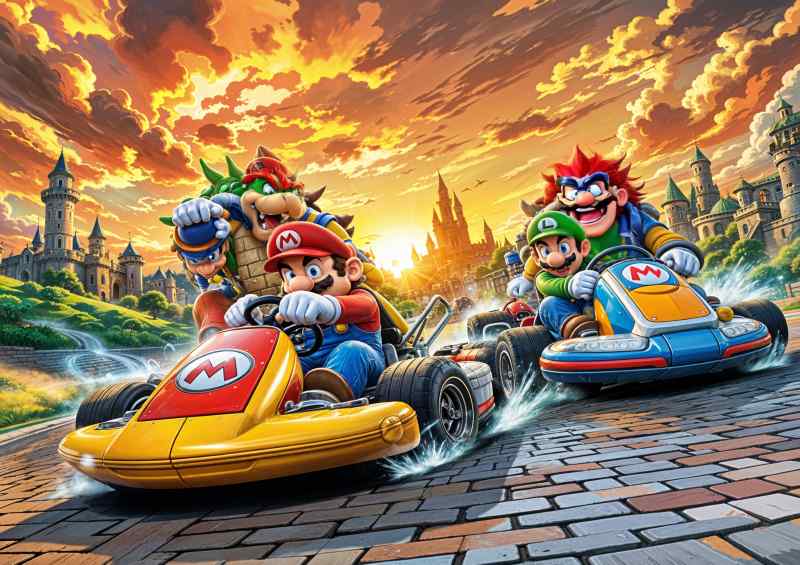 Mario and luigi on the race track | Poster
