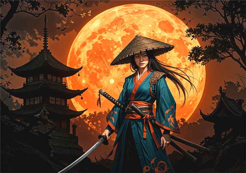 Warrior with orange moon | Di-Bond