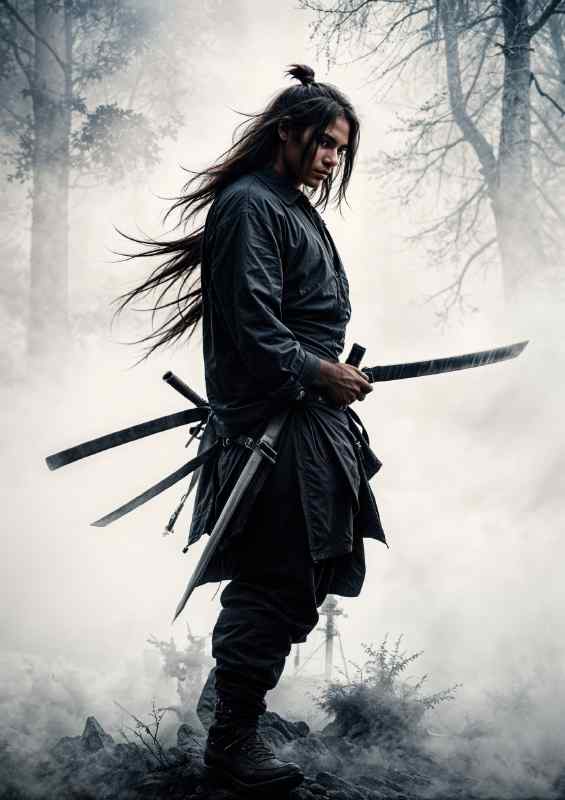 Dark and mysterious a samurai warrior | Canvas