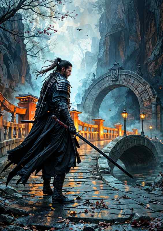 Dark and mysterious walking the bridge | Metal Poster