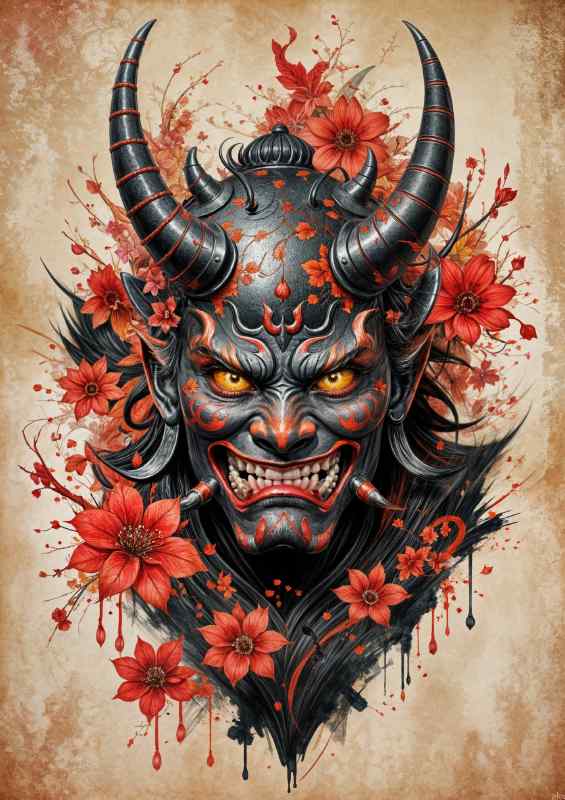 Demonic hannya mask | Metal Poster