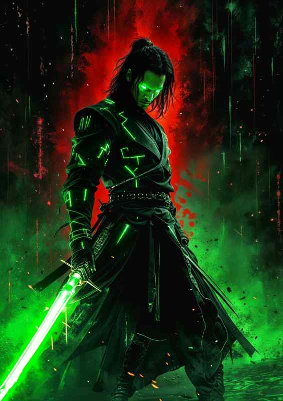Kenu reaves neon samurai warrior | Di-Bond