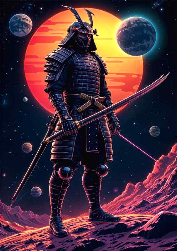 Neon warrior samurai | Poster