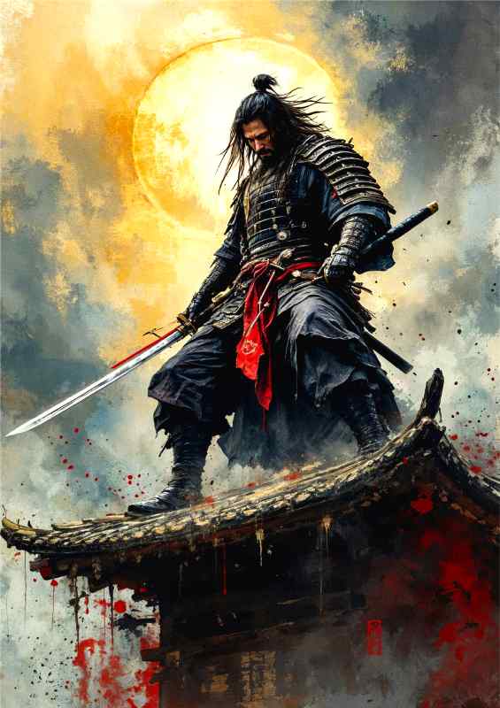 Samurai on top of the building | Canvas