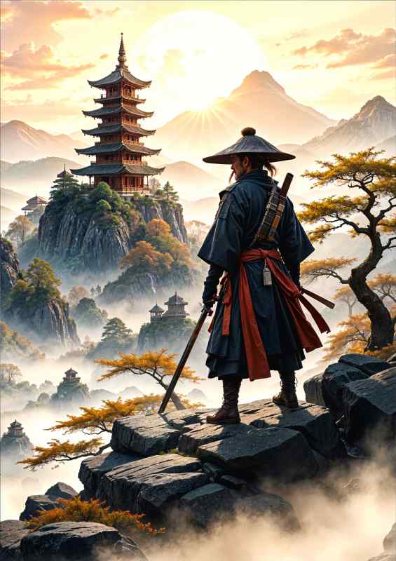 Samurai returning home after long battle | Metal Poster