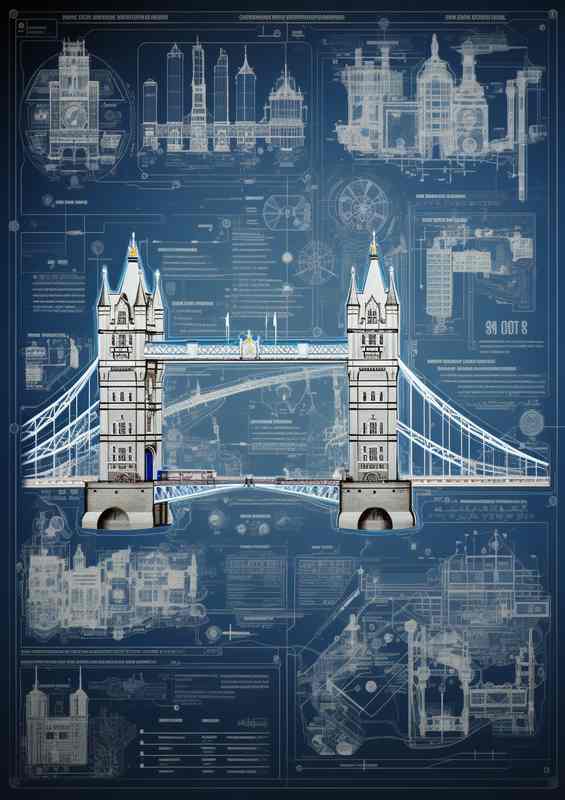 Thames River Crossing | Metal Poster