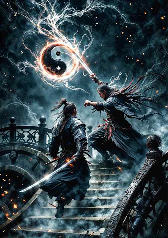 Samurai warriors on the stariway | Canvas