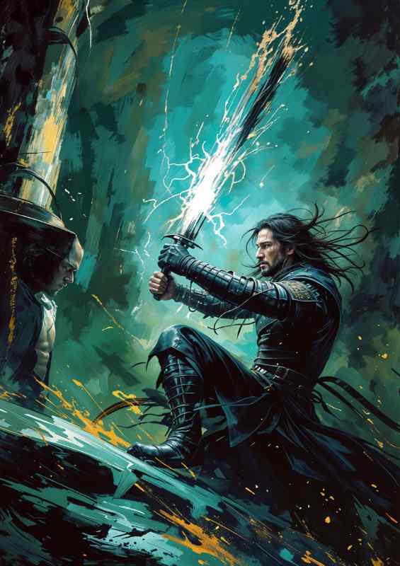 Samurai with lightning sword | Canvas