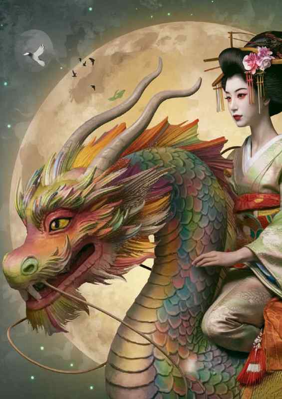 The dragon and the gisha girl | Canvas