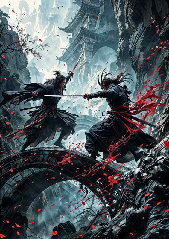 warriors fighting at night neoexpressionism | Di-Bond