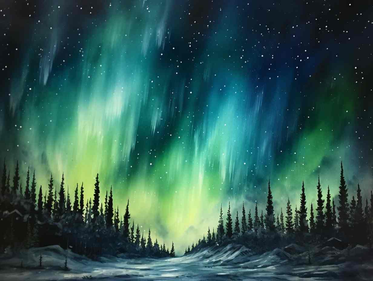 Auroras Canvas Riverbanks Starry Euphony | Poster