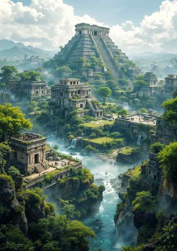 Postapocalypse myan style buildings | Canvas