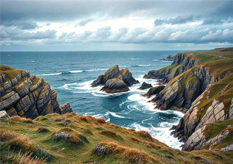 Cornwall waves crasing in the sea | Poster